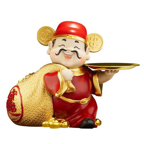 财神爷摆件新店开业大吉礼物高档店铺前台收银台玄关收纳乔迁礼品
