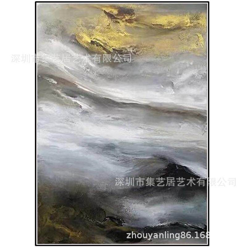 酒店别墅样板房装饰画赵无极抽象风景油画PS框纯手绘立体