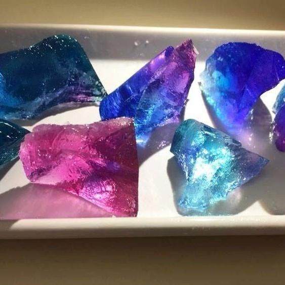 网红高颜值琥珀糖吃播玻璃宝石糖彩色水晶糖咀嚼钻石糖蜂蜜膏大块