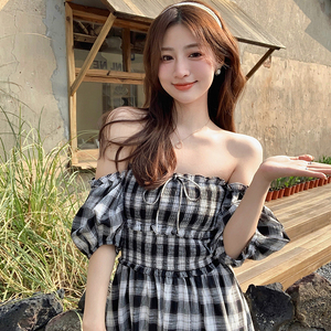 女2023夏季新款法式复古赫本风收腰显瘦裙子P115-K165图片