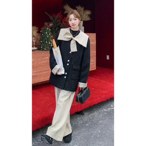 现货主推小香风新标90白鸭绒蝴蝶结羽绒服191-6395-P255-K378图片