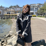 灰色蕾丝花边披肩翻领西装外套女2025新款韩系学院风减龄休闲上衣，女装西装，浙宝210（原浙宝191）