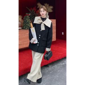 现货主推小香风新标90白鸭绒蝴蝶结羽绒服191-6395-P255-K378图片