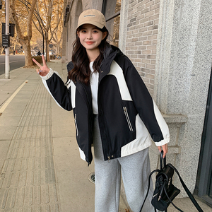 货白鸭绒内胆可脱卸羽绒派克服防风冲锋衣 B191-23267-P265-K398，女装派克服，浙宝210（原浙宝191）