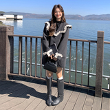 黑色花边气质小香风外套女2025春新款小个子高级宽松拼接翻领西装，女装西装，浙宝210（原浙宝191）