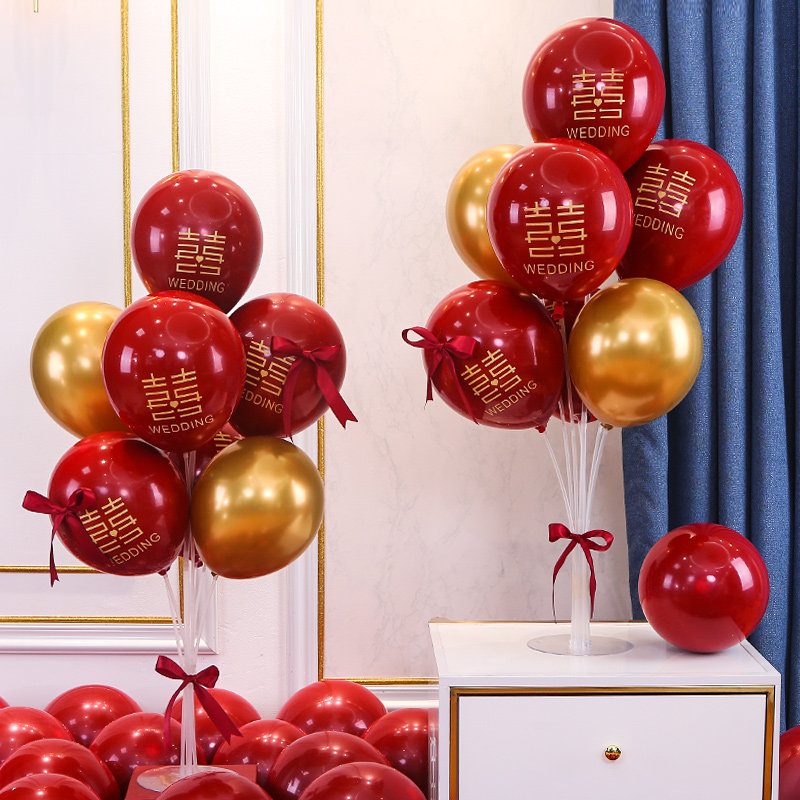 结婚气球喜庆红色桌飘