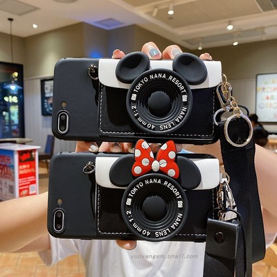 卡通华为手机壳斜跨挂绳可爱