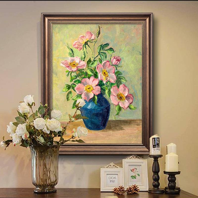 网红美式梵高向日葵装饰画大芬油画客厅玄关挂画欧式卫生间洗手间图片