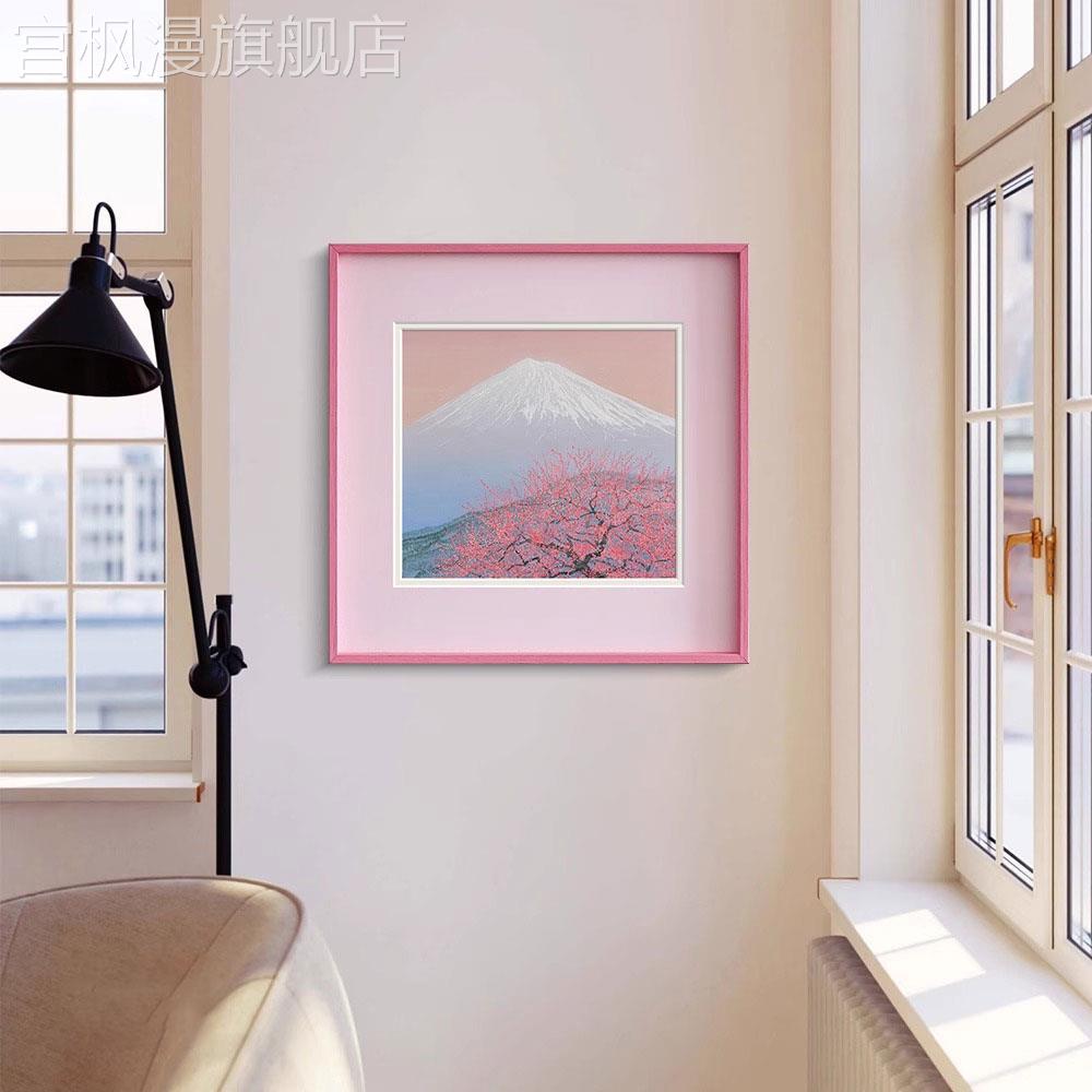 粉色多巴胺风韩式温馨风景挂画春日桃花创意卧室装饰画浪漫艺术