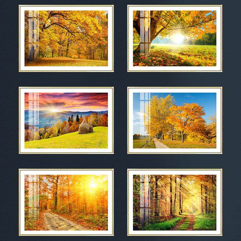 秋天风景装饰画田园风格挂画餐厅壁画现代简约走廊玄关门厅卧室画