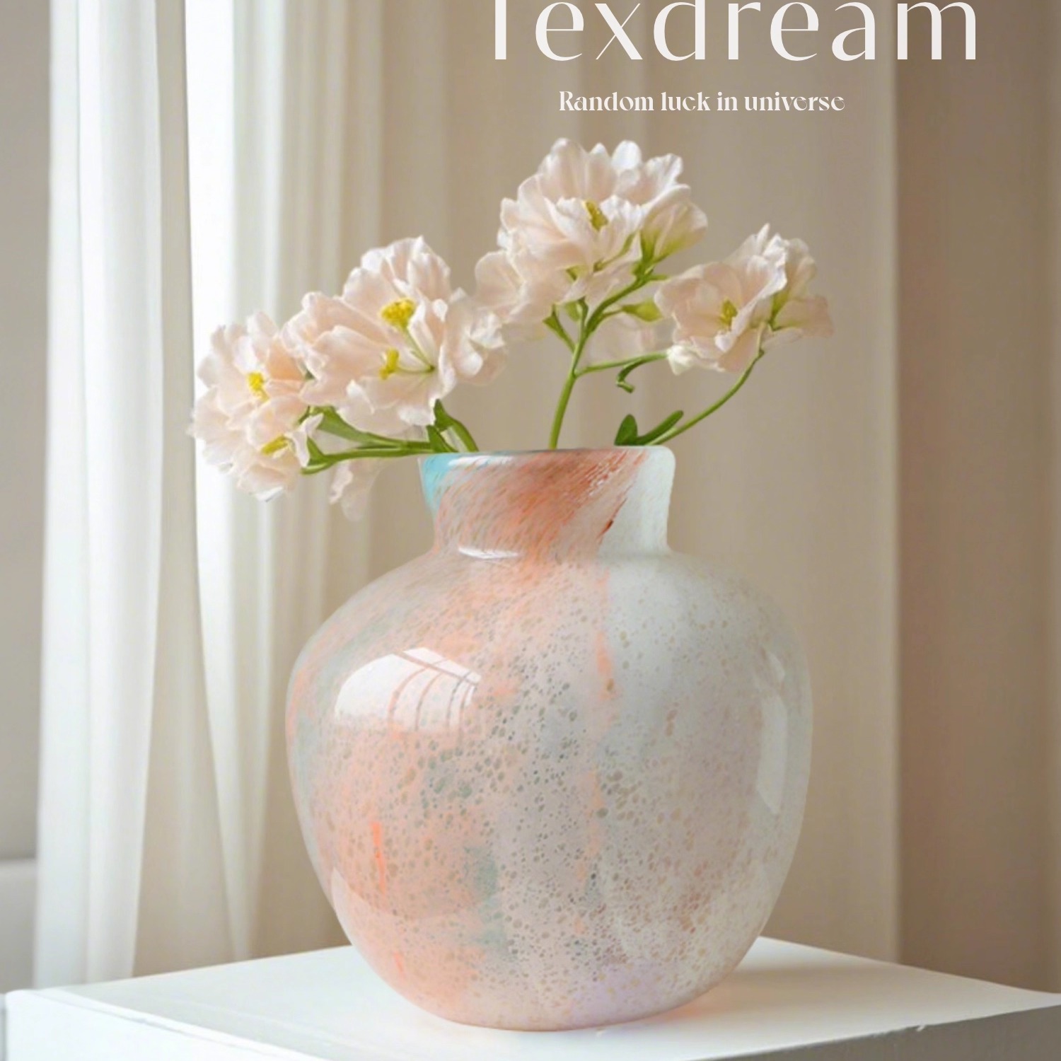 彩色琉璃花瓶高级复古插花摆件