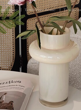 Texdream织梦 中古花瓶 法式轻奢玻璃花瓶摆件客厅插花装饰鲜花瓶