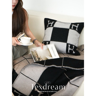 TEXDREAM织梦 Avalon/重磅H家羊绒毯抱枕套轻奢现代客厅沙发盖毯