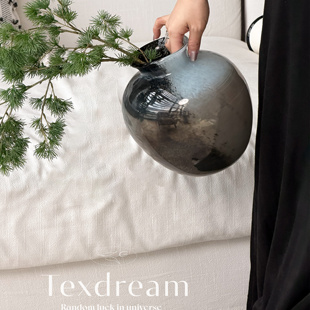 TEXDREAM织梦 雪岩 现代轻奢琉璃花瓶客厅茶几玄关装饰品插花摆件