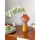 Texdream织梦 中古摆件客厅插花轻奢高级感琉璃复古 芙蓉橘花瓶
