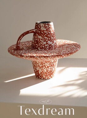 TEXDREAM织梦 飞碟陶瓷花瓶 侘寂中古酒店客厅花瓶新年红创意摆件