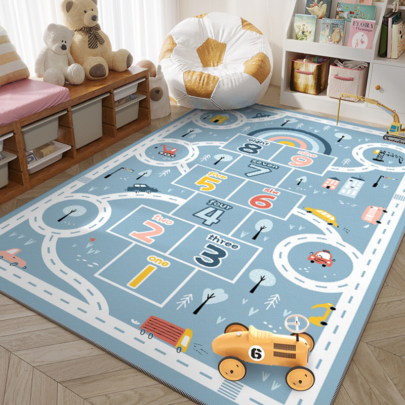 儿童房地毯卧室阅读区地垫子家用房间地图耐磨停车场跳房子游戏垫,居家布艺,地毯,淘宝优惠券,粉丝福利购,淘宝优惠卷