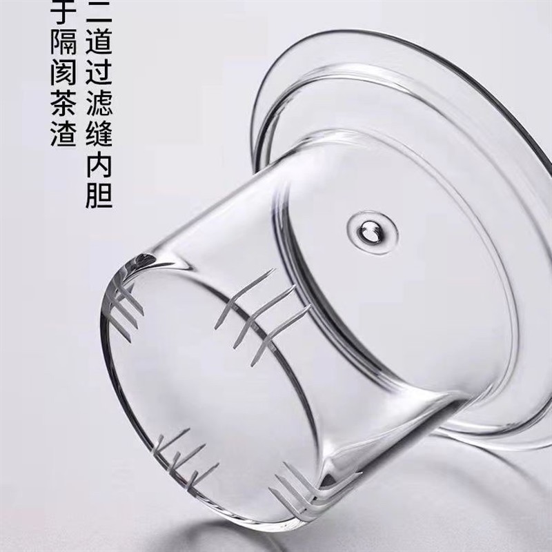 煮茶壶通用配件玻璃杯盖内胆玻璃茶漏过滤带盖烧水壶侧把壶冲茶器