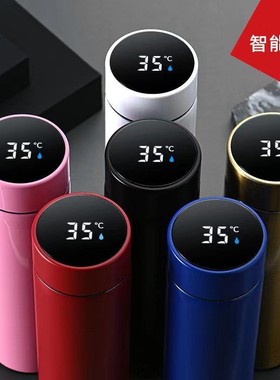 智能测温保温杯304双层不锈钢水杯车载商务礼品温度杯批发刻字log