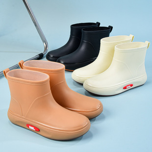 时尚 牛筋底耐磨成人水鞋 雨鞋 水鞋 直 女士低筒防滑短筒女式 新款