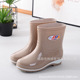厨房妈妈鞋 夏季 田园防滑胶鞋 女雨鞋 劳保女水靴套脚雨靴女 中筒时尚