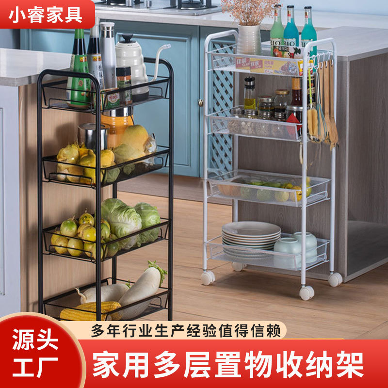 小推车置物架网格可移动多层钢木