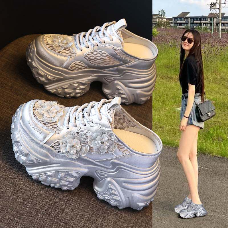 6166款93mm厚底内增高包头老爹女
