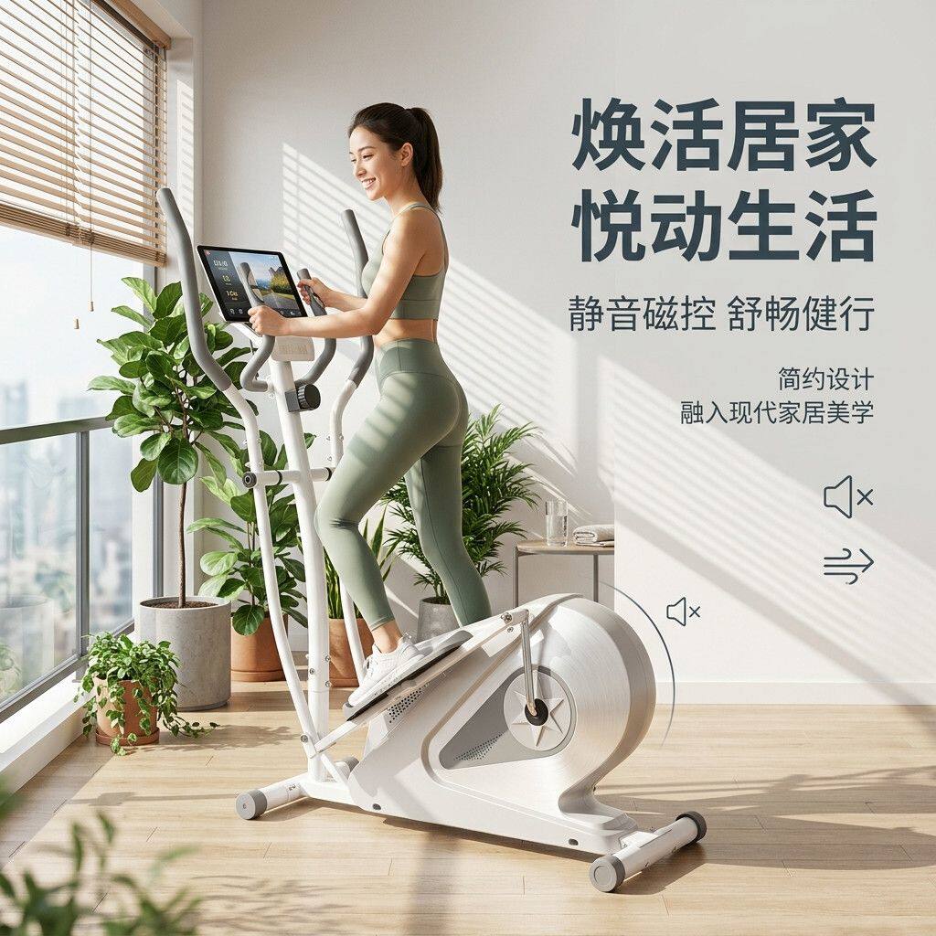 水晶运动椭圆机家用减肥踏步机静音瘦身多功能太空漫步机器材