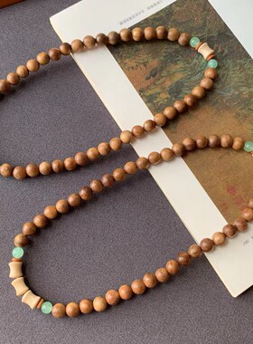 新款设计绿檀双圈手链搭配金丝竹竹节绿东陵橄榄隔片文玩饰品