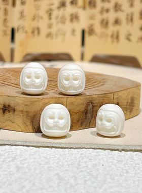 驼骨白色达摩蛋散珠配珠吊坠项链文玩配饰配件diy