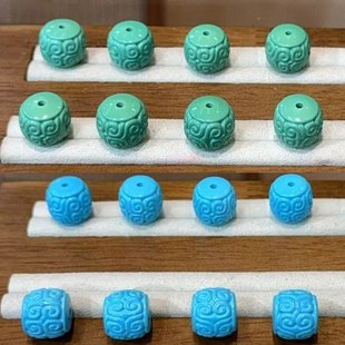 高瓷菱镁矿回纹桶珠配件手工DIY文玩手链项链隔珠配珠饰品配饰