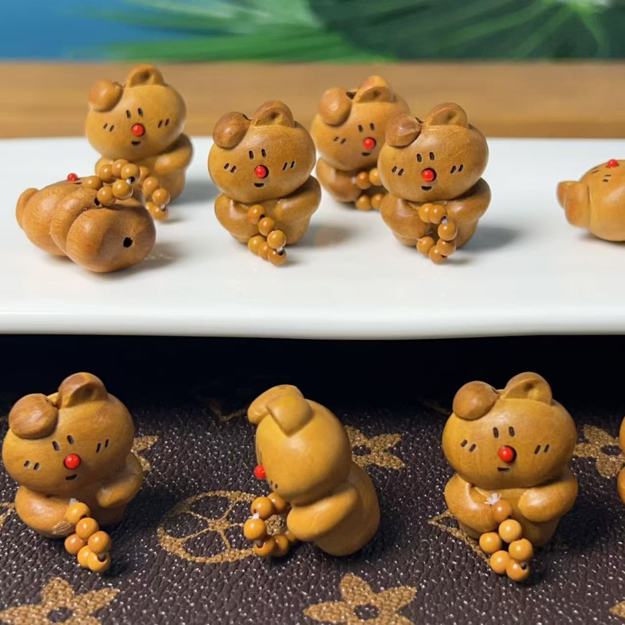 桃木念经小兔子搭配橄榄核配件文玩配饰配件diy饰品