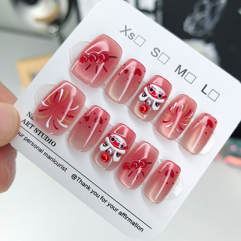 轻奢手工甲猫眼穿戴甲醒狮新年款美甲贴片可爱显白高级感指甲贴片,彩妆/香水/美妆工具,穿戴甲/甲片,淘宝优惠券,粉丝福利购,淘宝优惠卷