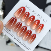 穿戴甲短款 夏日美甲贴片显白冰透粉手工甲猫眼2025新款 高级感甲片