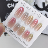 可爱果冻指甲贴片2025年新款 手工甲猫眼穿戴甲短款 美甲贴片可拆卸