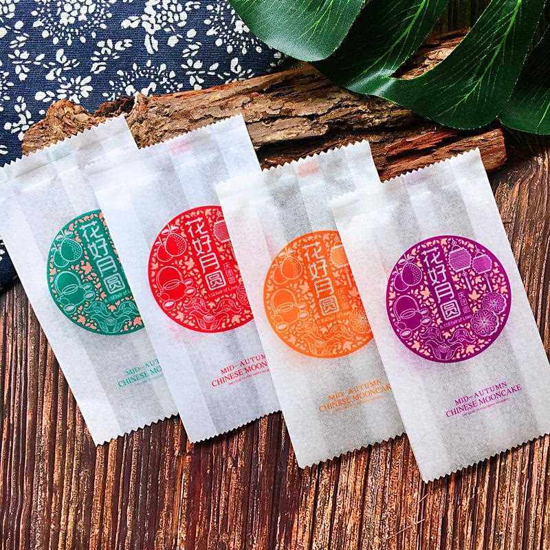 新款直销50克125克花好月圆中秋月饼包装袋子烘焙包装棉纸袋食品
