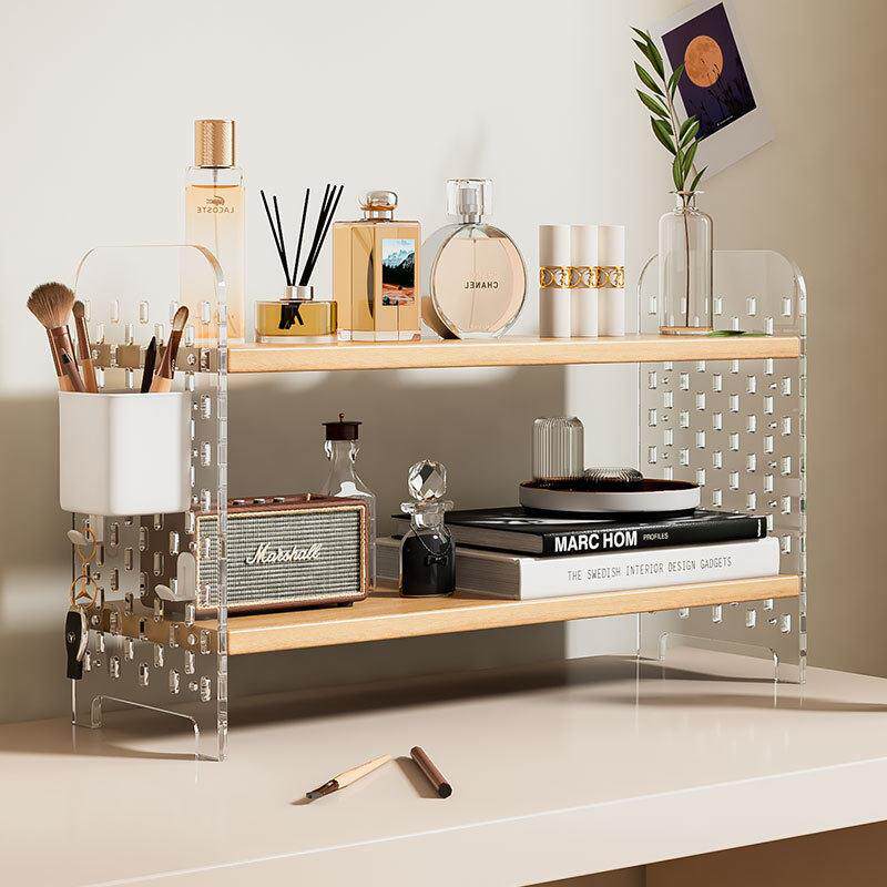 新款直销书桌面置物架洞洞板亚克力书架公室桌上多层收纳工位分层
