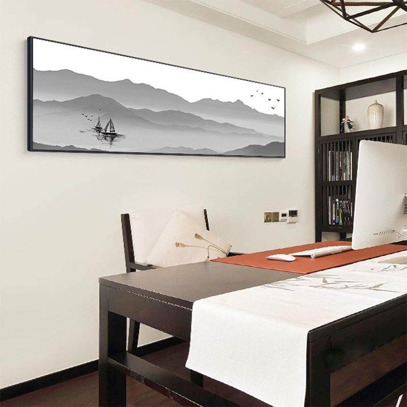 新款直销新中式沙发床头背景墙壁画简约山水挂画书房卧室客厅装饰