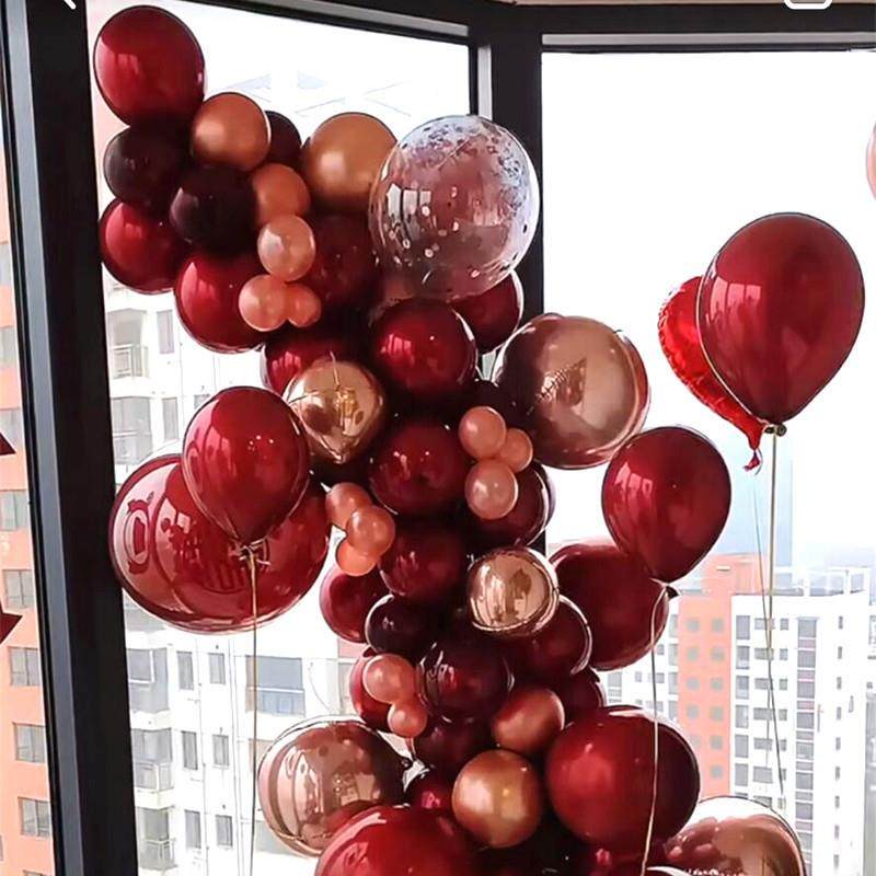 新款直销气球马卡龙装饰婚礼生日布置结婚场景婚房水晶酒红宝石红