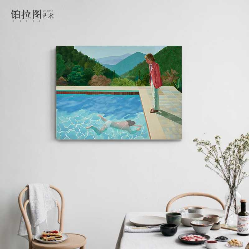 新款直销波普大卫霍克尼 无框装饰画复古小众轻奢挂画卧室餐厅ins图片