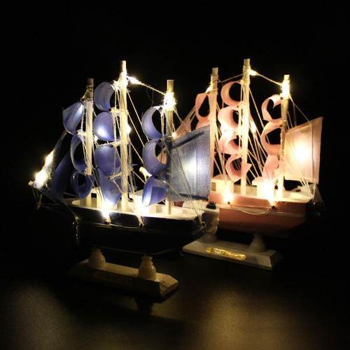 新款直销带灯木质帆船地中海蓝色海洋一帆风顺大航海生日蛋糕甜品