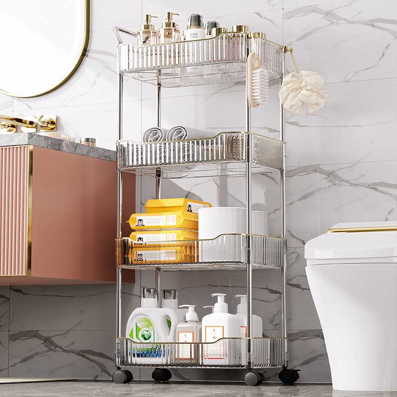 新款直销小推车置物架厨房落地卧室多层婴儿零食移动浴室卫生间收