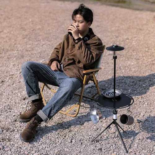 新款直销户外可伸缩圆桌铝合金可拆卸桌子露营餐桌餐具置物架便携