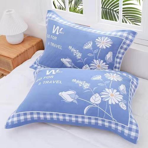 新款直销棉三层纱布枕巾时尚简约棉质纱布枕巾柔软透气情侣日用枕