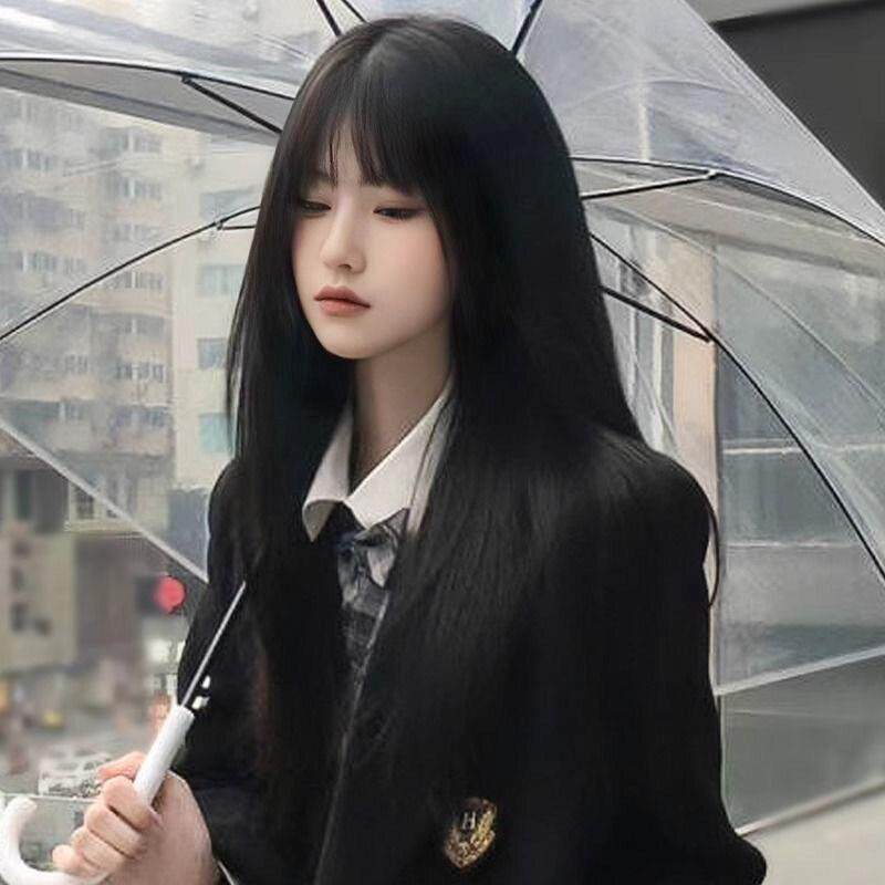 新款直销假发女全头套自然仿真发日常佩戴齐刘海黑长直整顶假发套