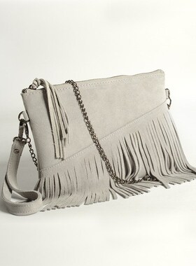 Gray Real Leather Wrist Bag Causal Summer Shoulder Bag for W