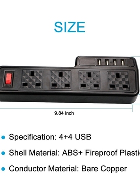 Power Strip Surge Protector USB Extention Sockets 4 Way UK