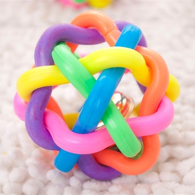 Colorful TRP Ball Cats Dog Toy With Bell Squeak Toys For Pet