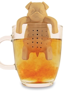 1Piece Lovely Tea Strainers Pug In A Mug Silicone Tea Infuse