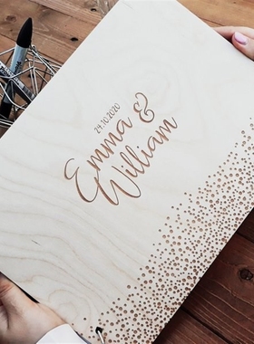 Wooden Guestbook, Modern Guest Book, Personalised Guest Boo